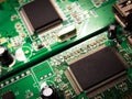 Electronic circuit board. Abstract technological background. Digital chip integrated communication processor. Circuit technology Royalty Free Stock Photo