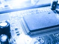 Electronic circuit board. Abstract technological background. Digital chip integrated communication processor. Circuit technology Royalty Free Stock Photo
