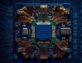 Electronic circuit board with advanced AI processor chip