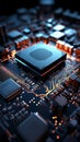 electronic circuit board with an advanced processor 3D rendering
