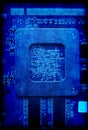 Electronic circuit board blue grunge background Royalty Free Stock Photo