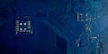 Electronic circuit board close up. semiconductor chip, microchip technology, hardware computer,