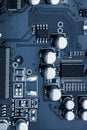 Electronic circuit board close up. toned. Vertical image