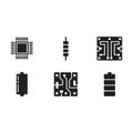 Electronic Circuit Board Components Silhouette Collection Chip Resistor Battery And More Royalty Free Stock Photo