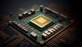 Electronic circuit board with CPU processor. Computer background. Generative AI Royalty Free Stock Photo