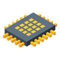 Computer processor chip isometric showing computing power Royalty Free Stock Photo