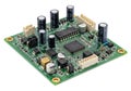 Electronic circuit board with multiple connectors and capacitors for embedded systems Royalty Free Stock Photo