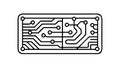 Electronic Circuit Board Outline, Tech and Computer Engineering Icon, vector design Generative AI Royalty Free Stock Photo