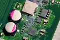 Electronic circuit board with processor, close up Royalty Free Stock Photo