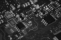 Electronic circuit board with processor, close up Royalty Free Stock Photo