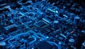 Electronic circuit board with processor showcases digital technology on a complex computer motherboard