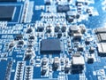 Electronic circuit chip board mother board computer CPU close up. Royalty Free Stock Photo