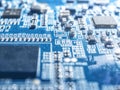 Electronic circuit chip board mother board computer CPU close up. Royalty Free Stock Photo