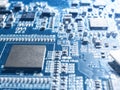 Electronic circuit chip board mother board computer CPU close up. Royalty Free Stock Photo