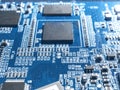 Electronic circuit chip board mother board computer CPU close up. Royalty Free Stock Photo