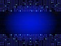 Electronic circuit frame on binary code background. High tech concept. Digital banner Royalty Free Stock Photo