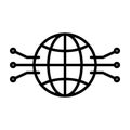 Electronic Circuit Globe Line Icon. Vector Simple Minimal 96x96 Pictogram