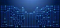 Electronic circuit glowing background. High tech concept. Digital template