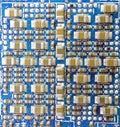 electronic circuit with transistors and miniaturized chips