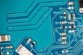 Electronic circuits in blue and green Royalty Free Stock Photo