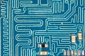 Electronic circuits in blue and green Royalty Free Stock Photo