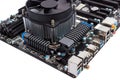 Electronic collection - Computer motherboard with CPU cooler Royalty Free Stock Photo