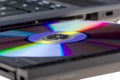 Electronic collection - Laptop with open DVD tray Royalty Free Stock Photo