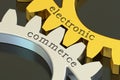 Electronic commerce concept on the gearwheels, 3D rendering Royalty Free Stock Photo