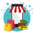 Electronic commerce set icons Royalty Free Stock Photo
