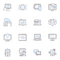 Electronic communication line icons collection. Texting, Emails, Videoconferencing, Virtual, Online, Chatting, Messaging