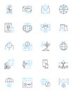 Electronic communication linear icons set. Email, Text, Chat, Social, Video, Audio, Nerk line vector and concept signs