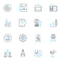 Electronic communication linear icons set. Email, Text, Chat, Social, Video, Audio, Nerk line vector and concept signs