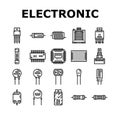 electronic component circuit chip icons set vector Royalty Free Stock Photo