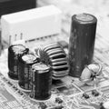 Electronic component on old mainboard Royalty Free Stock Photo