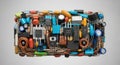 Electronic Components Assemblage A Colorful Array of Integrated Circuits and Resistors Royalty Free Stock Photo