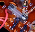 Electronic components on circuit board. Royalty Free Stock Photo