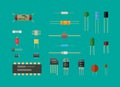 Electronic components, circuit set.