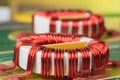 Electronic components electromagnetic coil inductor on circuit board Royalty Free Stock Photo