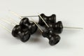 Electronic components: ferrite inductor coil. Selective focus. Royalty Free Stock Photo