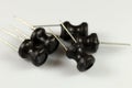 Electronic components: ferrite inductor coil. Selective focus.