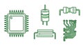 Electronic Components Line Art Set Royalty Free Stock Photo