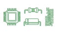 Electronic Components Line Art Set Royalty Free Stock Photo