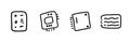 Electronic Components Line Icon Set In Doodle Style. Circuit Board, Microchip, And Processor Outline Sketch Collection Royalty Free Stock Photo