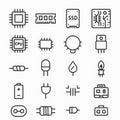 Electronic Components Line Icons Set. Microchips, Circuits, Hardware Elements. Technology concept Royalty Free Stock Photo