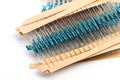 Electronic components: resistors on paper tape isolated on white - Image Royalty Free Stock Photo