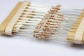 Electronic components: resistors on paper tape. Royalty Free Stock Photo