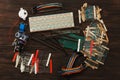 Electronic components and sensors for arduino Royalty Free Stock Photo