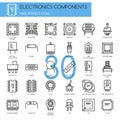Electronic components , thin line icons set