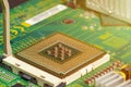 Electronic computer board and chip Royalty Free Stock Photo