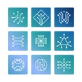 Electronic computer chip circuit and motherboard equipment icons set Royalty Free Stock Photo